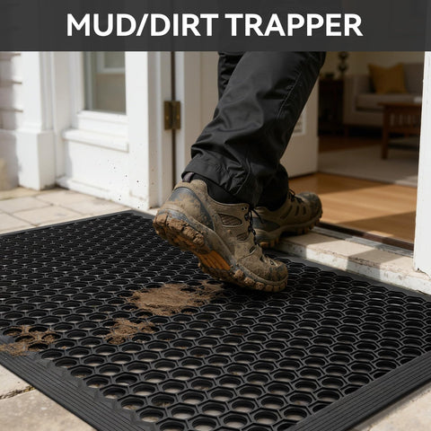 RESARE Rubber Floor Mat Non-Slip Commercial Front Door Mat, 47"x32"
