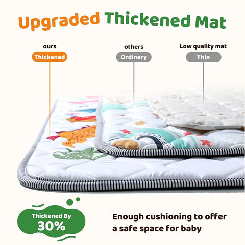 Baby Play Mat - Thicken 71x59 Inch Soft Foam Crawling Mat for Playpen & Floor, Non-Slip Waterproof Playmats for Infants & Toddlers, Portable Foldable & Machine Washable, Dinosaur & Letters