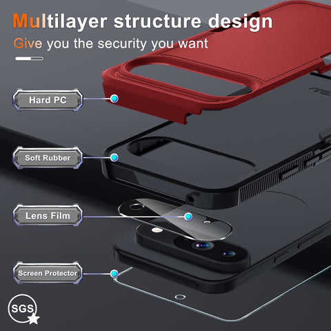 for Google Pixel 10 Pro XL Case with Lanyard Strap,Red