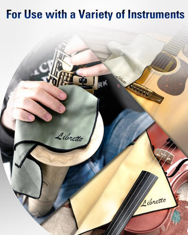 Libretto Microfiber Polish Cloth for Musical Instrument, 3 Sizes in 1 Pack, Guitar and Bass Cleaning Product, Gray, Lint-Free, Super Soft, Gift, for Piano, Violin, Ukulele, Trumpet, Saxophone, Laptop.