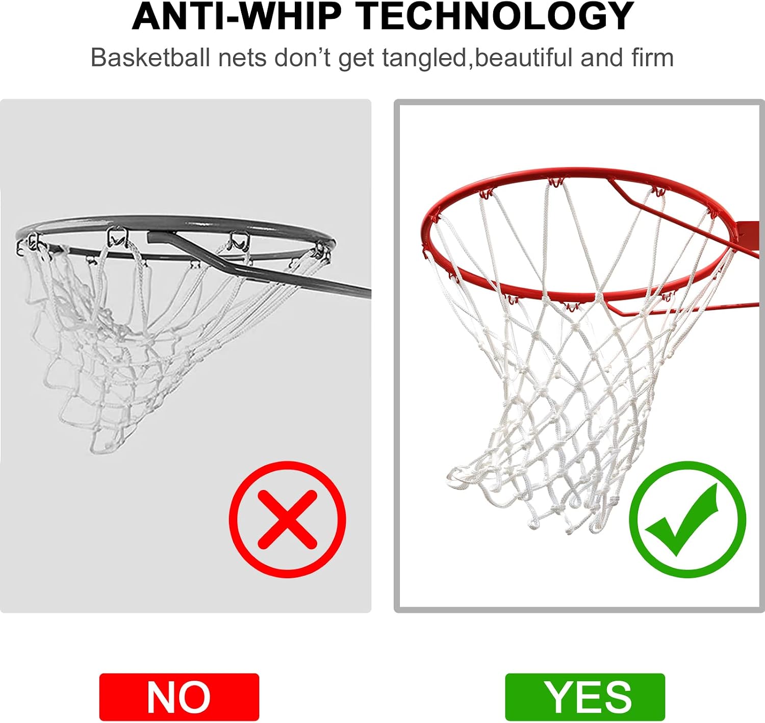 LAO XUE Basketball Net Outdoor,(7.16 oz) 12 Loops Professional Heavy Duty Basketball Net Replacement,All Weather Anti Whip, Suitable for Outdoor Standard 12 Loops Basketball Hoop