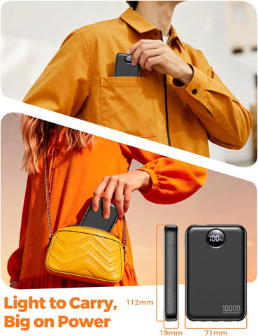 Portable Charger 10000mAh with 4 Built-in Cables 40% Smaller