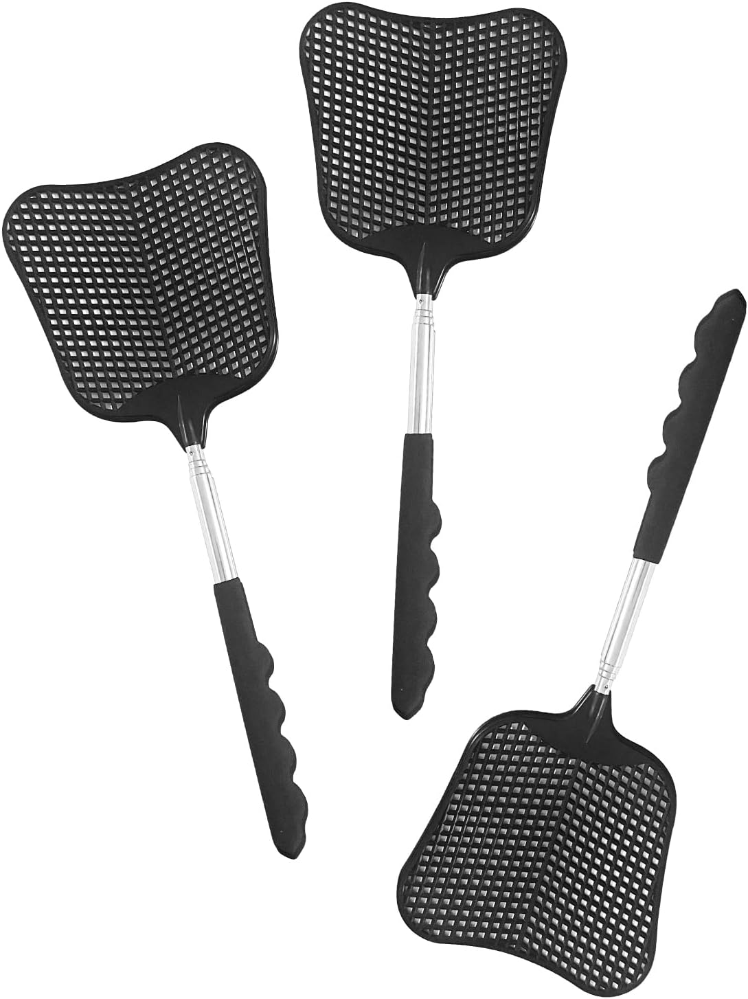 CUNCUI Fly Swatter Set of 3, Indoor Outdoor Telescopic Fly Swatters-Black
