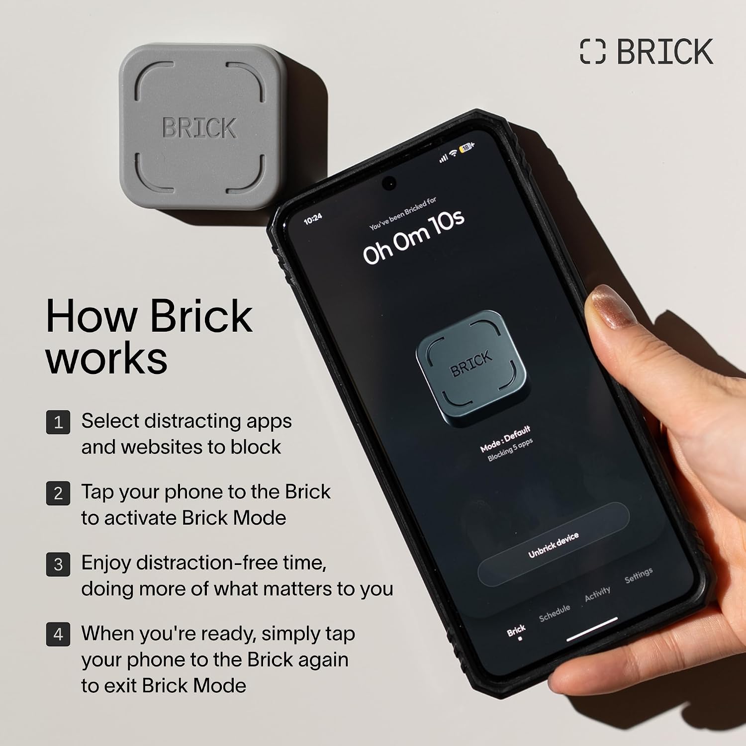 The Brick Smartphone Access Blocker, Subscription-Free Phone Lock