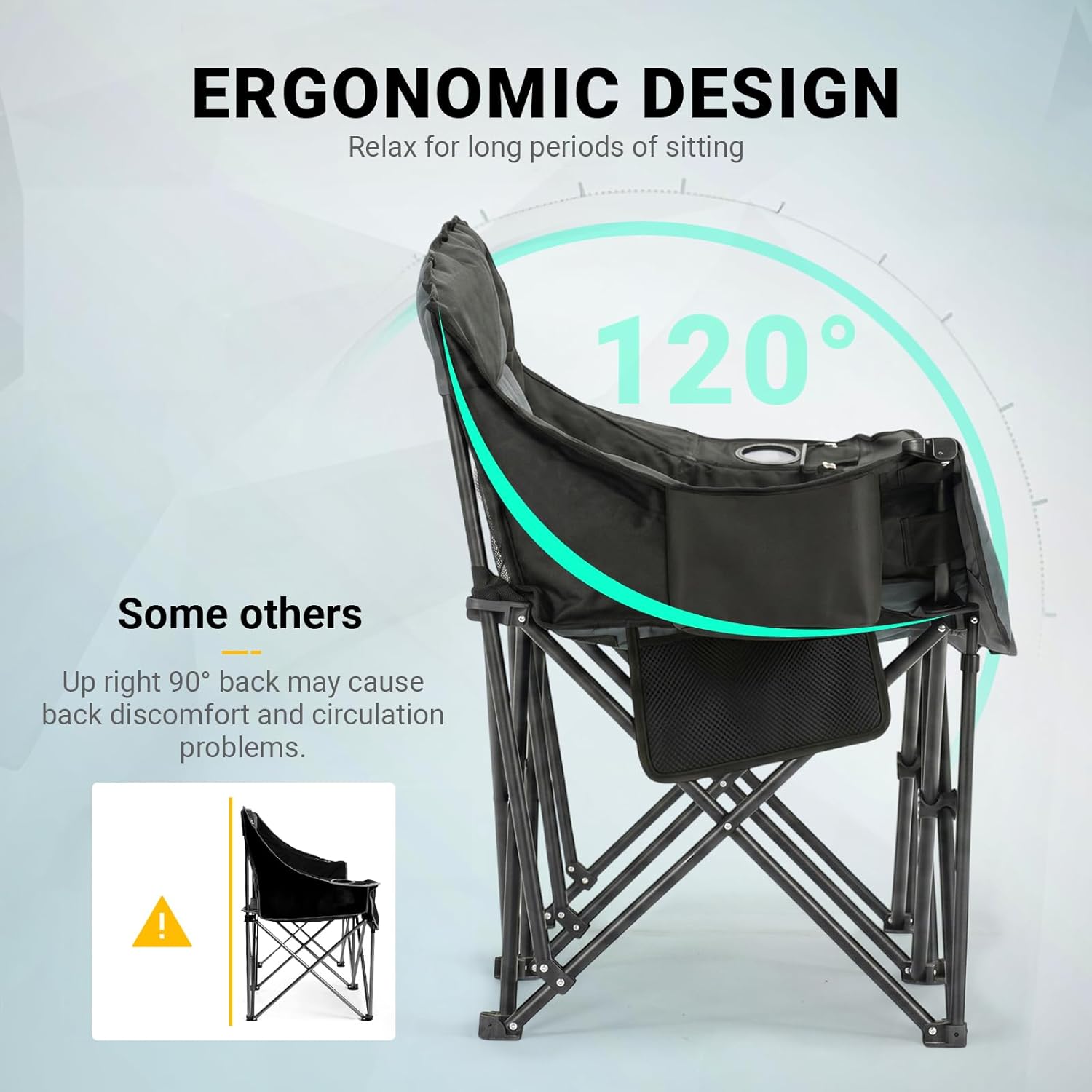Overmont Oversized Double Camping Chair - Portable Folding with Cooler Bag