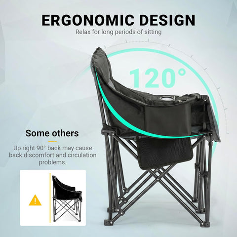 Overmont Oversized Double Camping Chair - Portable Folding with Cooler Bag