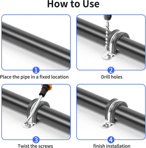 1 Inch Reinforced Rigid Pipe Strap, 2 Holes U Bracket Cable Clamp Hanger, Rubber Cushioned Insulated Clamp, Conduits Strap Clamps for Pipe Fixing on Various Surfaces, 10 PCS(25mm)