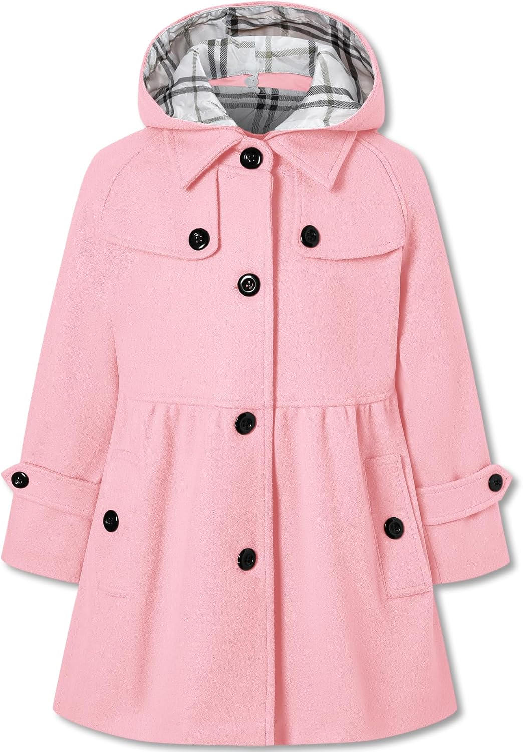 Betusline Girls' Dress Coat Hoodie Wool Blend Coats Fall Winter Peacoat