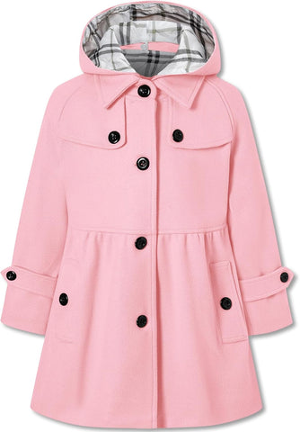 Betusline Girls' Dress Coat Hoodie Wool Blend Coats Fall Winter Peacoat