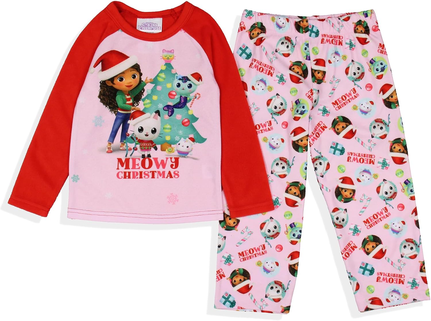 Gabby's Dollhouse Toddler Girls' Meowy Christmas Show Sleep Pajama Set