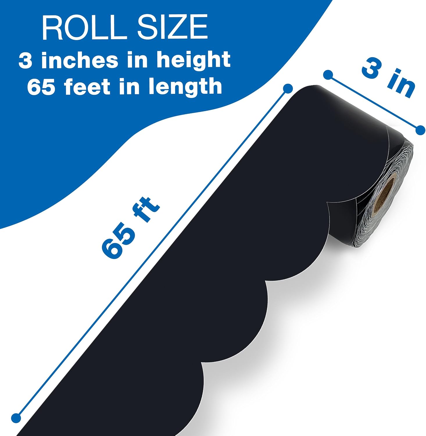 Carson Dellosa Black Bulletin Board Border Roll for Classroom Decor, 65Ft