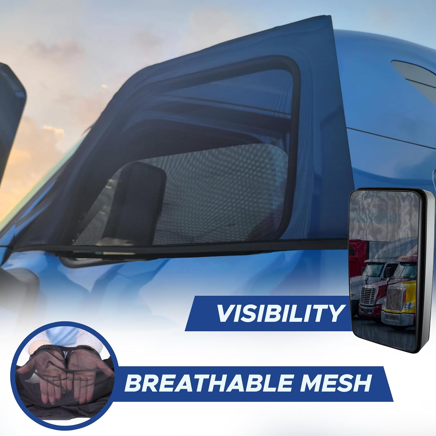 EcoNour Truck Side Window Shade (2 Pack) Mesh Sunshade for Semi Truck