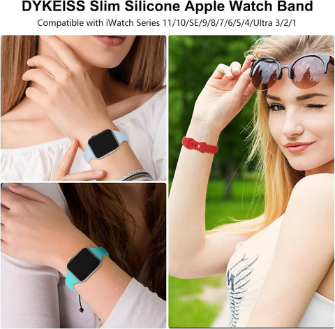 Thin Sport Silicone Slim Band Compatible with Apple Watch Bands Women Men