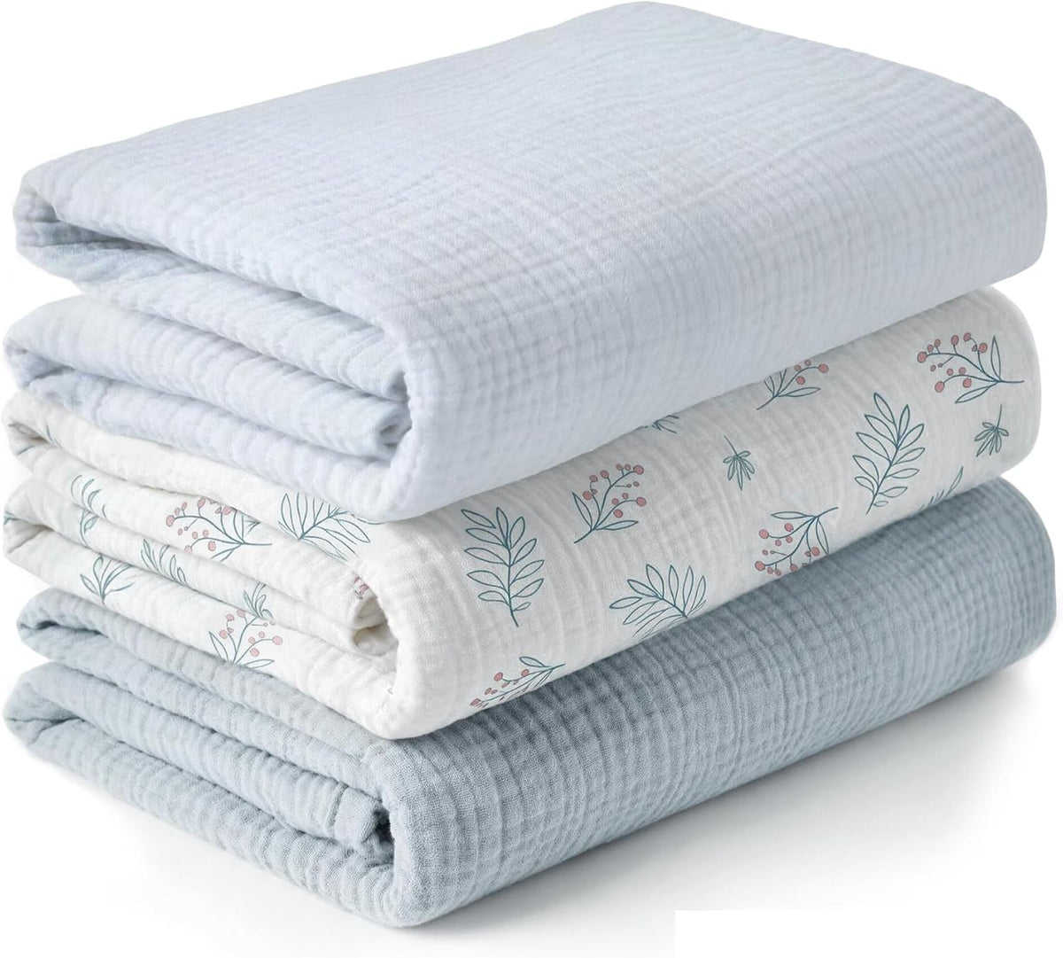 Muslin Swaddle Blankets for Newborns, 100% Cotton, 3-Pack, 40 x 40 Inches