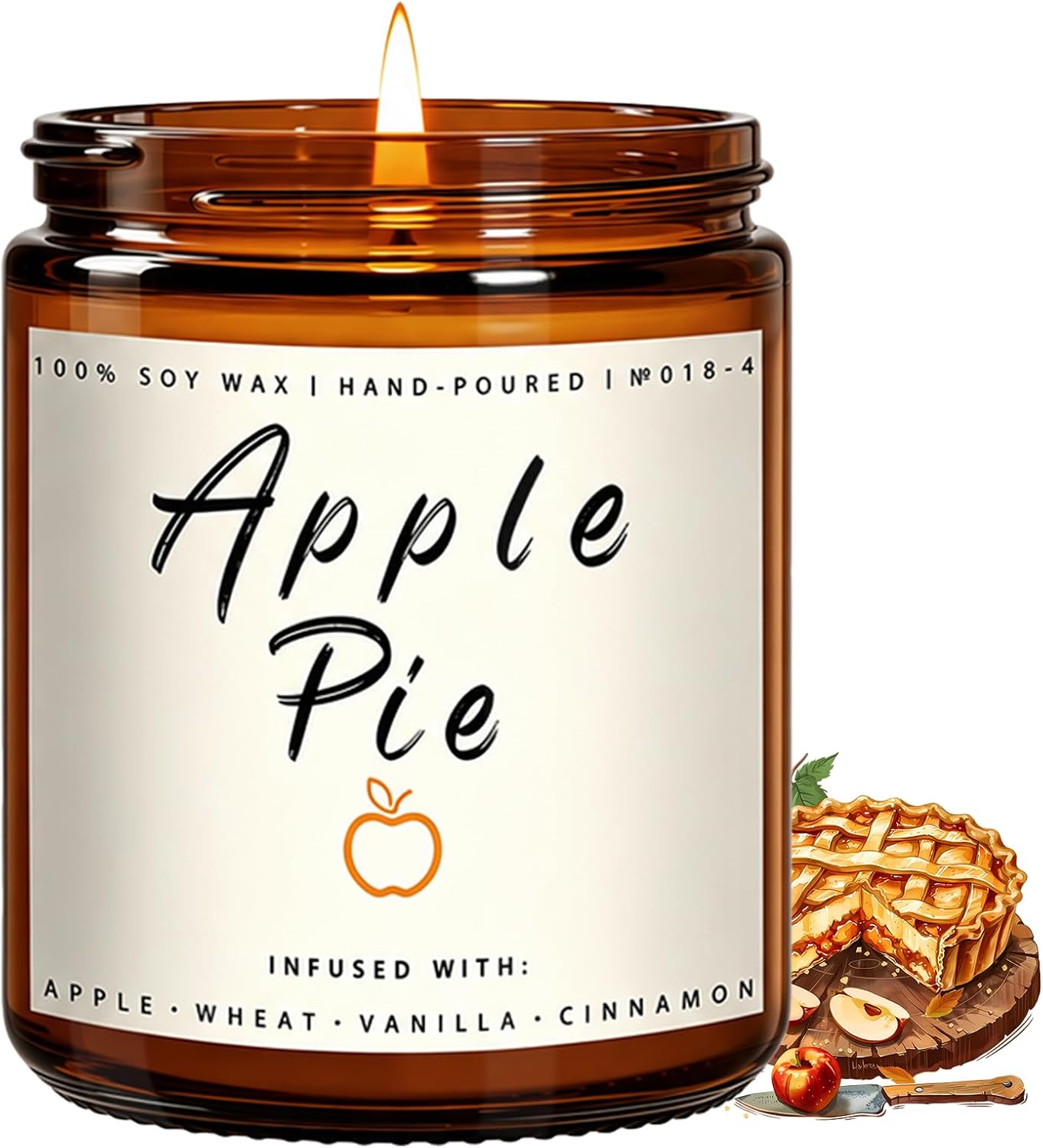Fall Candles, Apple Pie Scented Candle for Home- Fall Scented Candles Gift Set for Women & Men, Autumn Aromatherapy Candle for Holiday, Thanksgiving, Cozy Home Décor，Long-Lasting Fragrance，7 oz