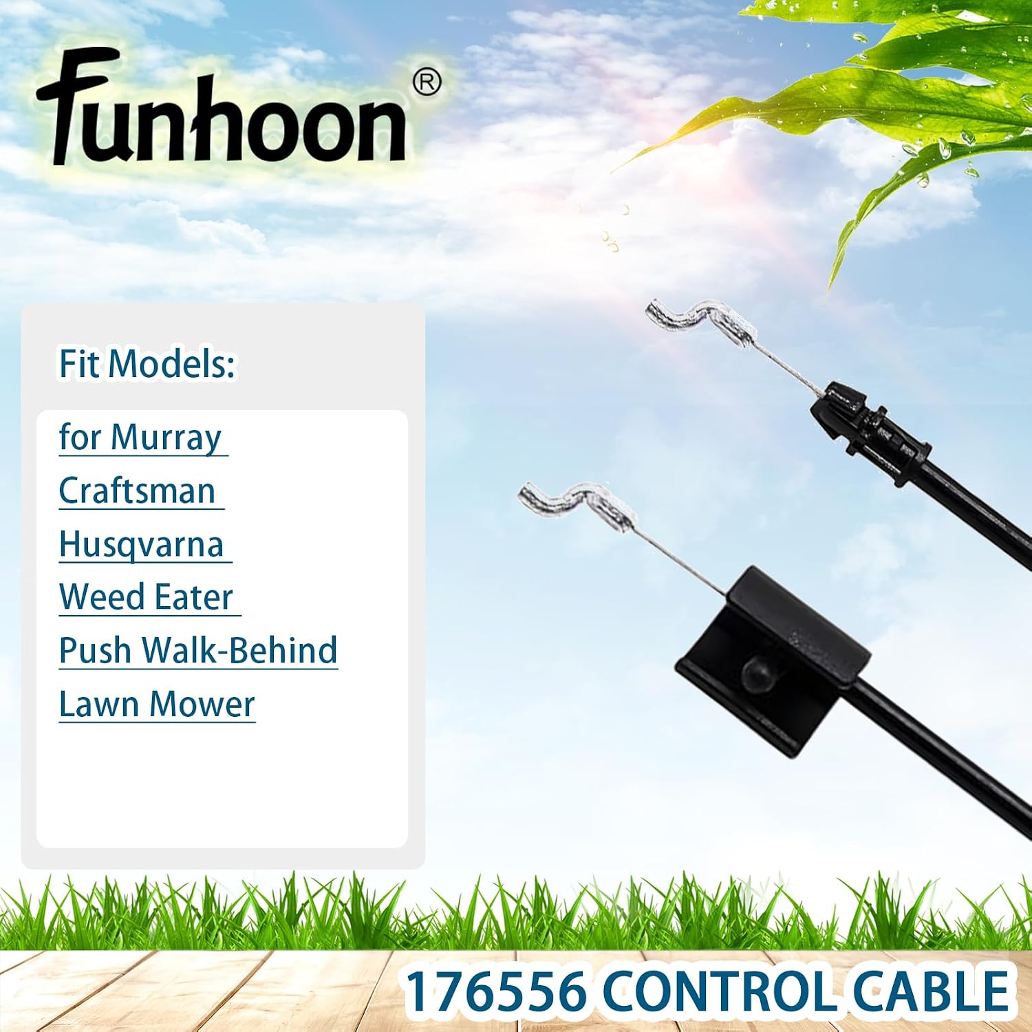 Funhoon Control Cable 532176556 52 INCH for Craftsman Murray Husqvarna 176556 162778 Throttle Cable Engine Zone Control Cable Push Mower Walk-Behind Lawn Mowers
