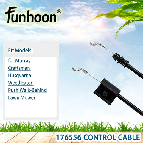 Funhoon Control Cable 532176556 52 INCH for Craftsman Murray Husqvarna 176556 162778 Throttle Cable Engine Zone Control Cable Push Mower Walk-Behind Lawn Mowers