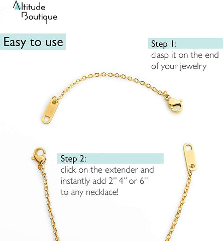 Altitude Boutique 18k Gold Plated Necklace Extenders Delicate Necklace Extender Chain Set for Women 3 Piece Set, Extensions 2", 4", 6" Inches Hypoallergenic in Gold, Rose Gold, or Silver