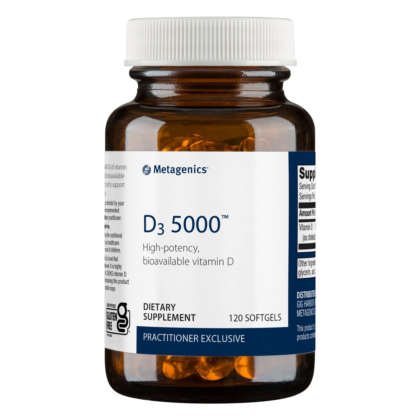 Metagenics D3 5000 - for Immune Support, Bone Health & Heart Health* - High Potency Vitamin D - Non-GMO - Gluten-Free - 120 Softgels