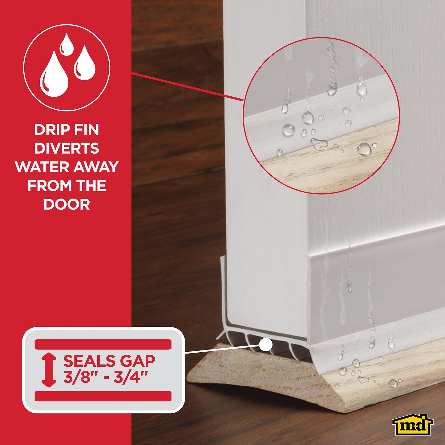 M-D Building Products 43336 36 in. White Vinyl Cinch® U-Shape Slide-On Under Door Seal