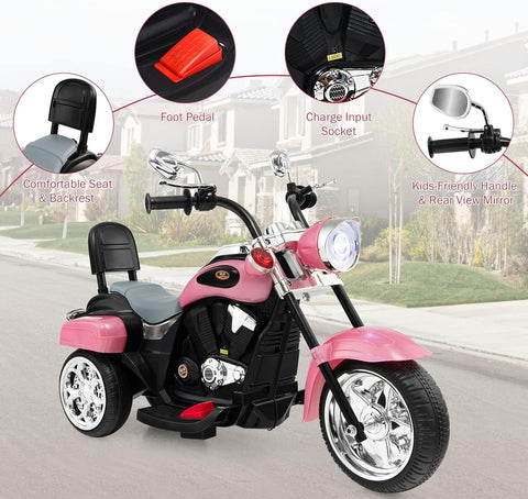 Costzon 6V Ride on Chopper Kids Motorcycle with Horn, Headlight (Pink)