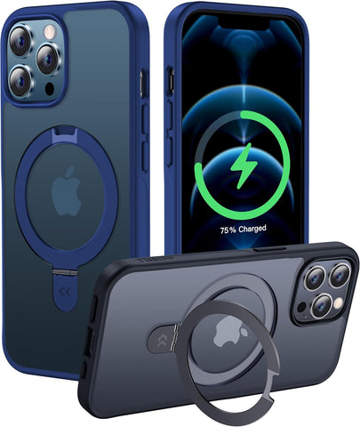 CASEKOO Designed for iPhone 12 Pro Max Case with Magnetic Invisible Stand [Military Drop Protection] [Compatible with MagSafe] Shockproof Slim Translucent Matte Cases 6.7 Inch 2020, Blue