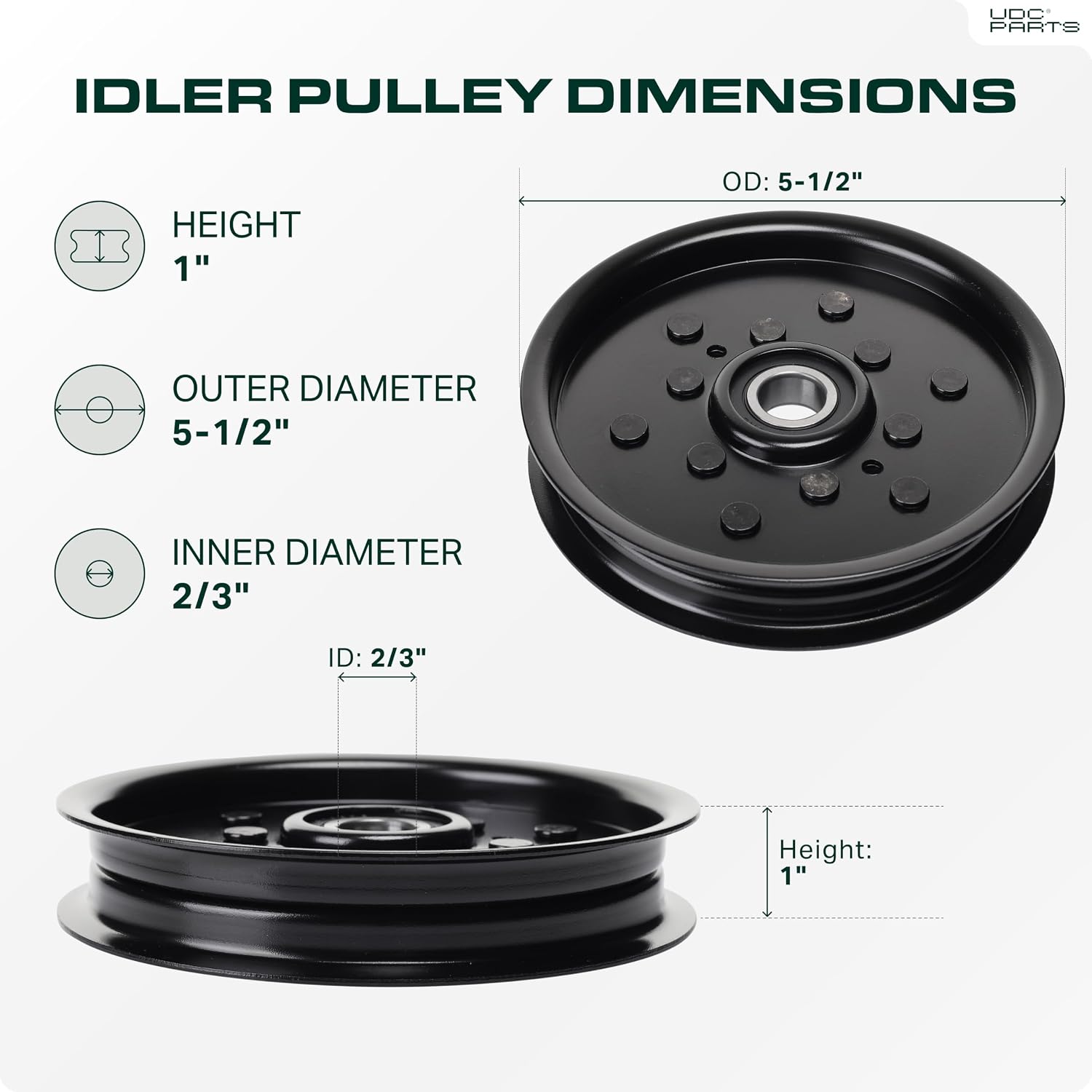 UDC Parts AUC16698 Idler Pulley Replacement for John Deere 48 Inch AM121602