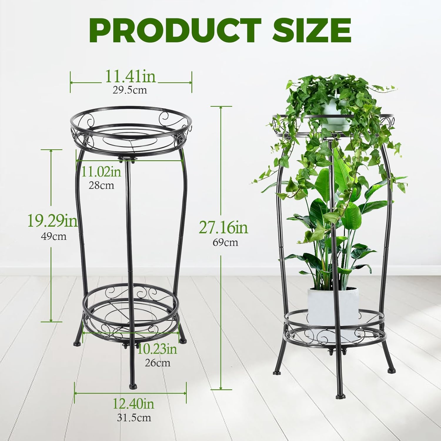 LOYAL TIGER Plant Stand Indoor Outdoor, 2 Tier 27 Inch Tall Metal