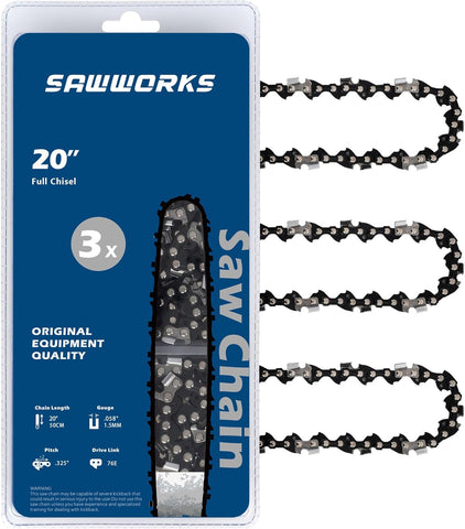 Sawworks 20 Inch Chainsaw Chain 325" Pitch .058" Gauge 76 Drive Links