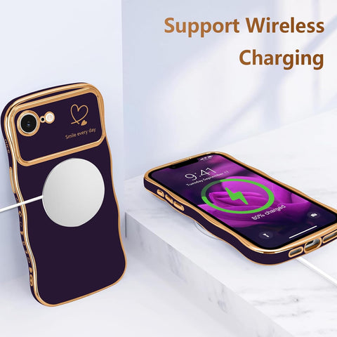LCHULLE for iPhone 17e/16e Case Cute for Women Girls Wave Shape,Dark Purple