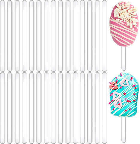 30 Pcs Reusable Acrylic Cakesicle Sticks, 6 Inches, Transparent