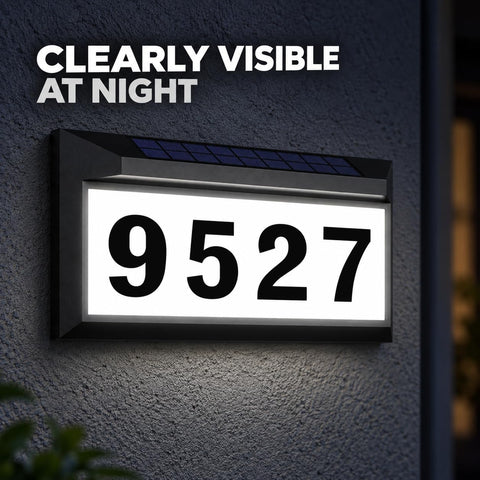 Solar Address Sign, Lighted Address Plaque Outdoor Waterproof, Illuminated Address Numbers, House Numbers for Outside
