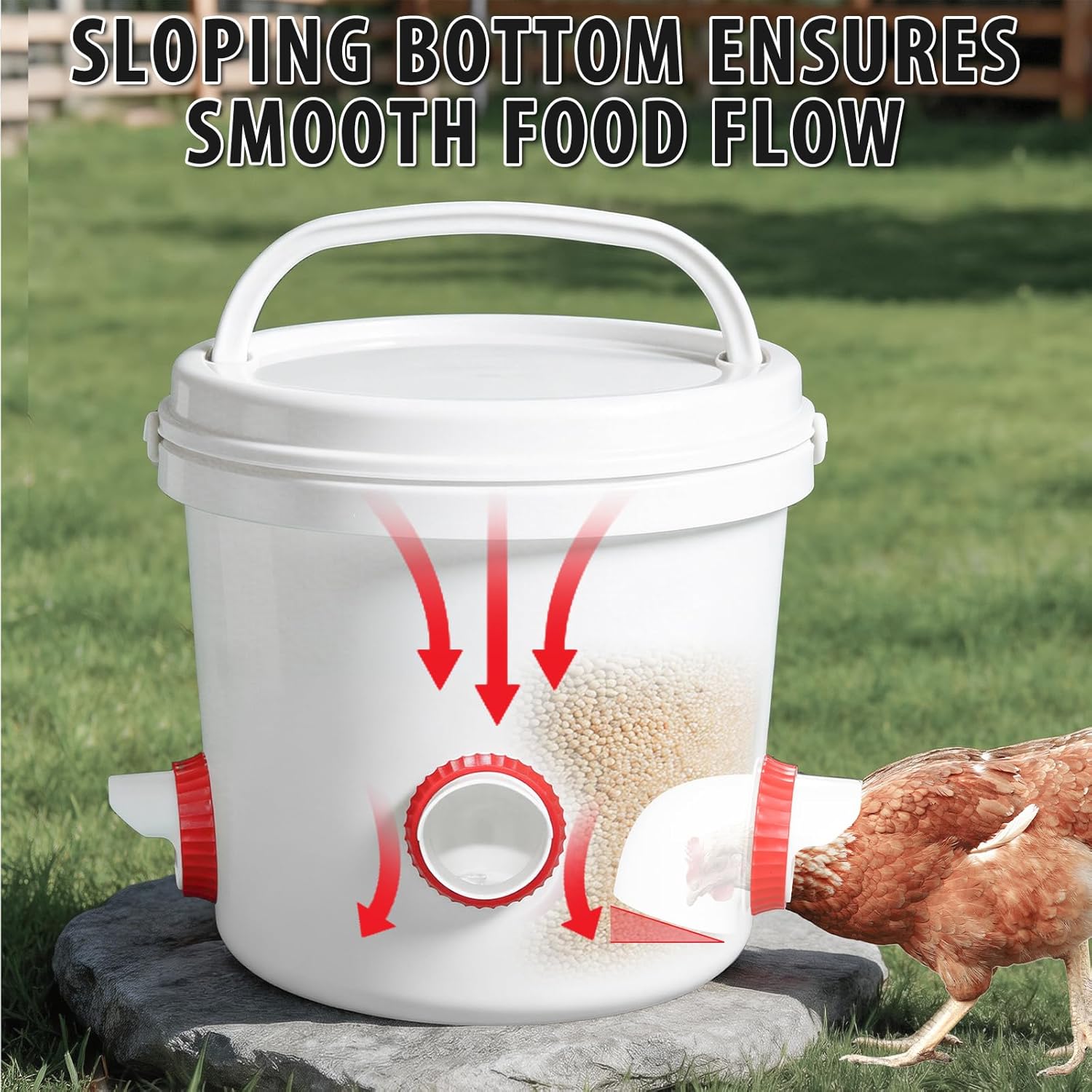 4PACK No Waste Chicken Feeder Ports, Chicken Feeder Cups for Bucket