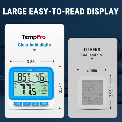 TempPro TempAir Wireless Pool Thermometer Floating Easy Read with Batteries (2)
