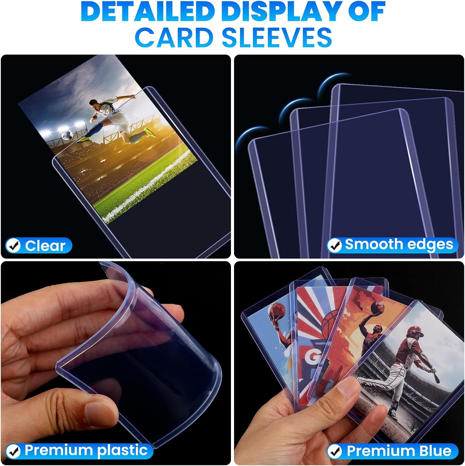 200 Card Sleeves Top Loaders for Cards, 3" x 4" Hard Plastic Toploaders