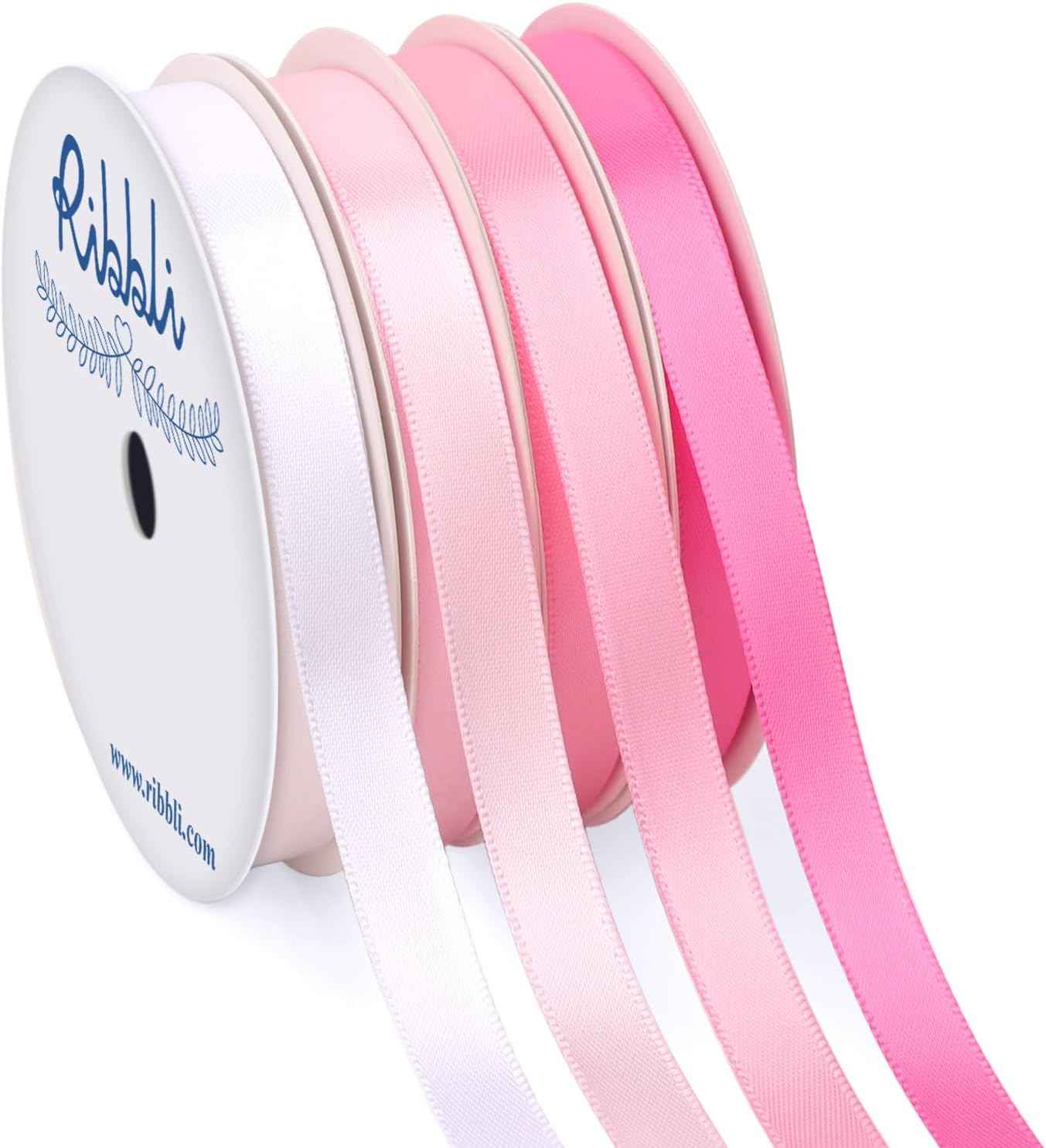 Ribbli Dusty Blue Satin Ribbon 1-1/2 Inch x 4 Rolls Total 40 Yards- Light Blue/Dusty Blue/Smoke Blue/Light Navy Ribbon for Gift Wrapping Craft Wedding Decoration