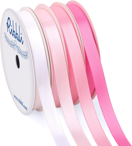 Ribbli Blue Satin Ribbon 1-1/2 Inch x 4 Rolls Total 40 Yards- Baby Blue/Royal Blue/Electric Blue/Navy Ribbon for Gift Wrapping Craft Wedding Decoration
