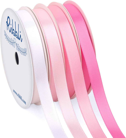 Ribbli Dusty Blue Satin Ribbon 1-1/2 Inch x 4 Rolls Total 40 Yards- Light Blue/Dusty Blue/Smoke Blue/Light Navy Ribbon for Gift Wrapping Craft Wedding Decoration