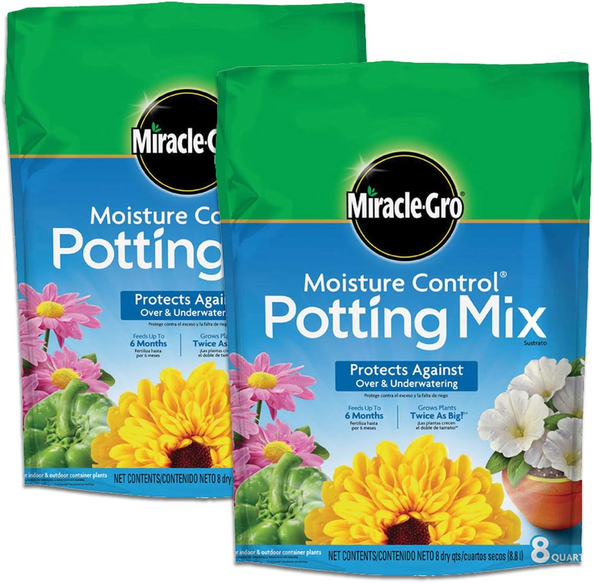 Miracle-Gro Moisture Control Potting Mix, 8 qt. (2-Pack)
