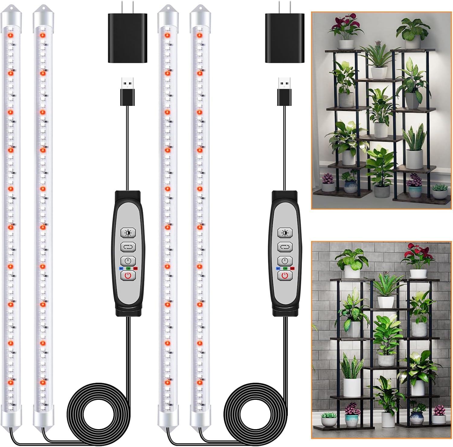 SDOVUERC 16'' 2 Bars Grow Light Strips for Indoor Shelves Plants Growing.