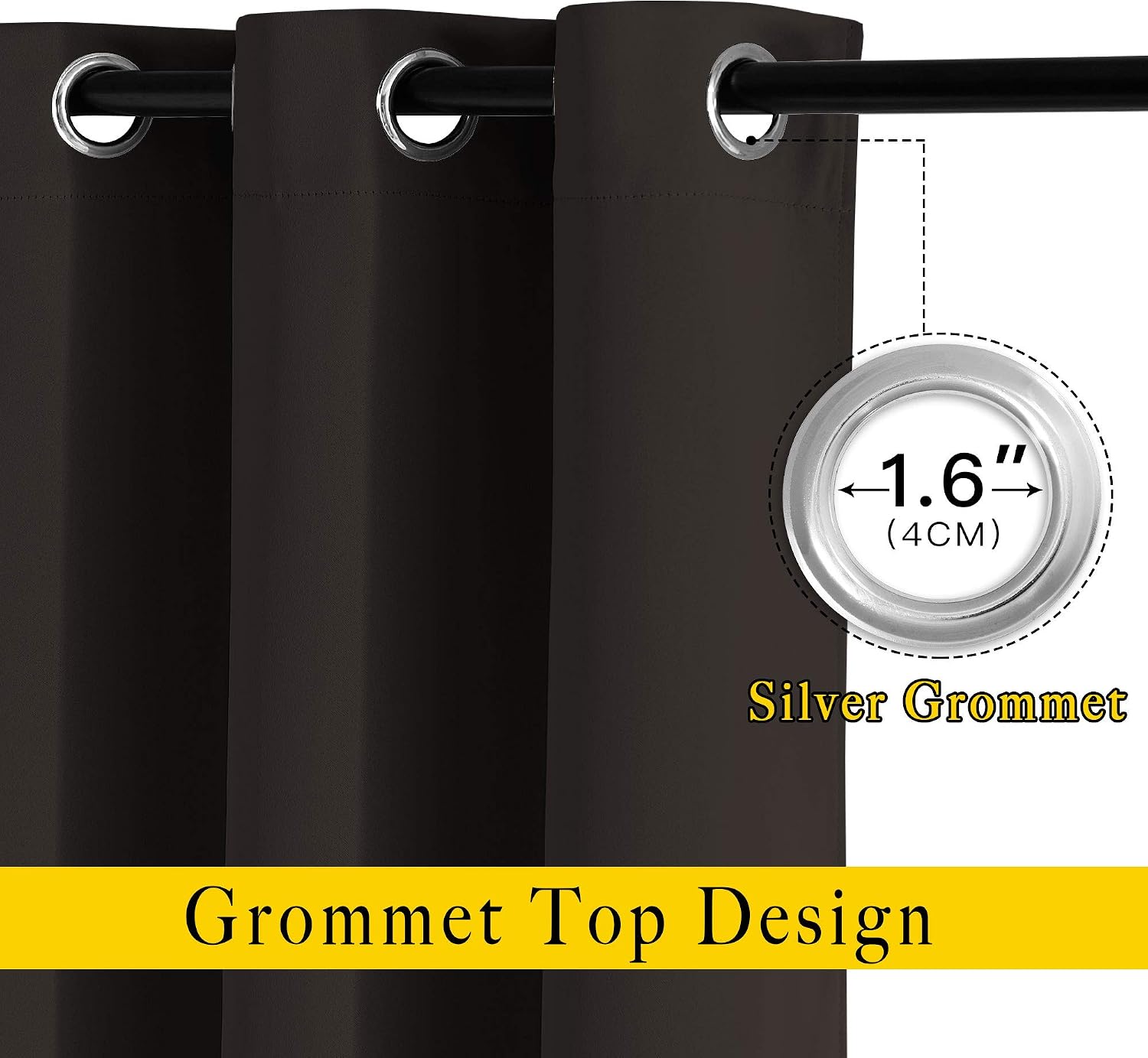 NICETOWN Blackout Curtain Panels 84 inches - Light Reducing Thermal Insulated Solid Grommet Blackout Curtains/Panels/Drapes for Living Room (Set of 2, 66 inches by 84 Inch, Toffee Brown)