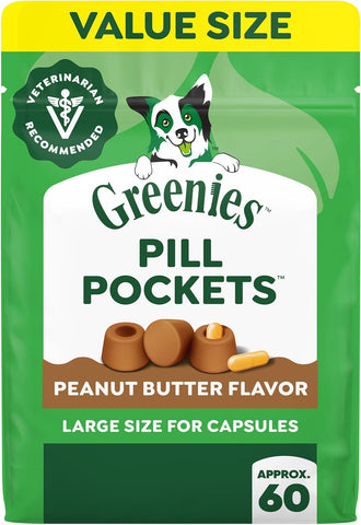 Greenies Pill Pockets Large Size Dog Treats, Peanut Butter, 15.8 oz