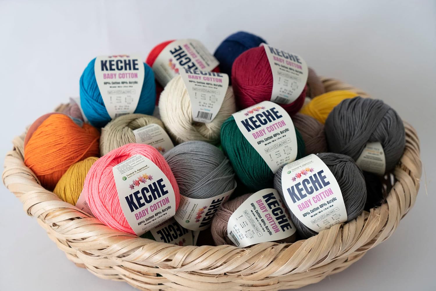 Keche Baby Cotton, 60% Cotton 40% Acrylic Yarn, Soft Cotton Yarn for Crochet and Knitting, Amigurumi Yarn 1 Skein/Ball 1.76 Oz (50g) / 180 Yrds (165m) - Dark Green