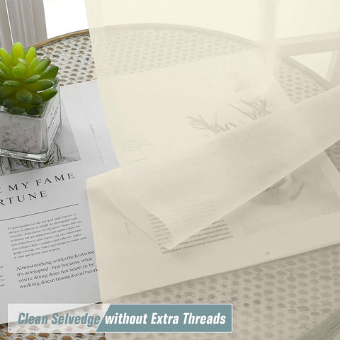 Extra Wide Cream Sheer Curtains 72 Inches Long 2 Panels, Light Filtering Lightweight Solid Sheer Curtains for Bedroom Living Room, Window Voile Sheer Drapes, Dual Rod Pocket, 2x59Wx72L Inches