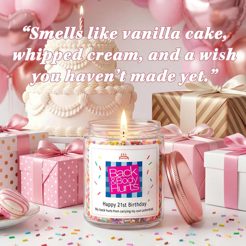 Homsolver 21st Birthday Gift for Her - Finally 21 Vanilla Cream Scented Candle, 21 Birthday Decorations for Her, Natural Soy Wax Candle for Daughter, Bestie, Sister, Best Friend