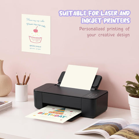 120 Sheets Cream Cardstock Printer Paper 8.5 x 11, Ivory Cardstock Paper