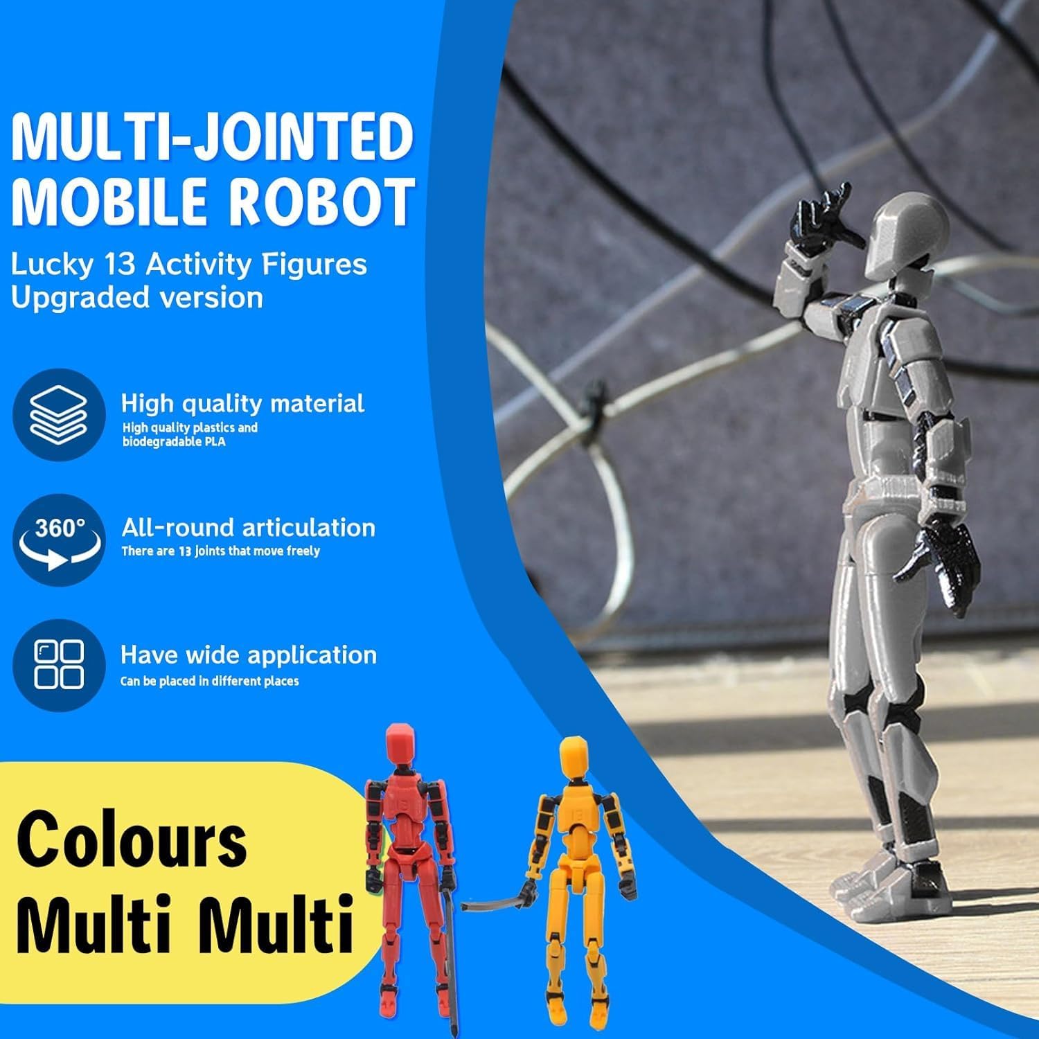 MerryXD T13 3D Action Figure,Assembly Completed Dummy Nova Titan Lucky 13 Action Figure 3D Printed Multi-Jointed Movable Toy White