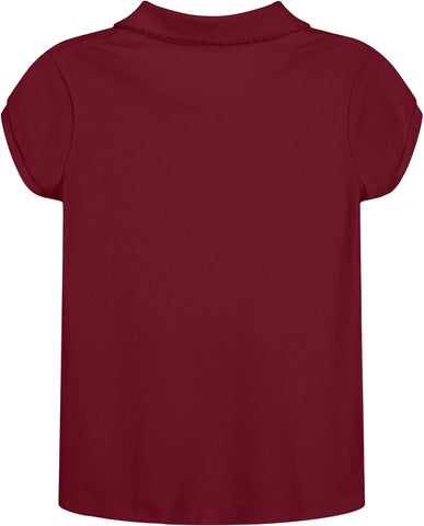 Nautica Girls' School Uniform Short Sleeve Polo Shirt, Button Closure, Soft Pique Fabric