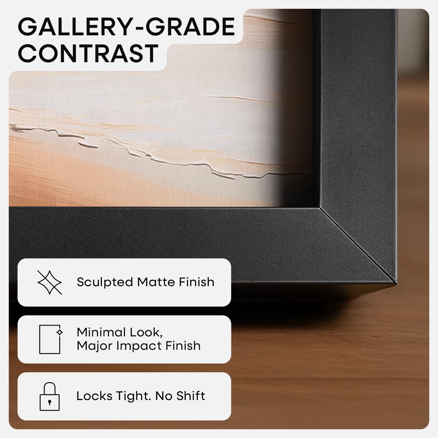 Homeforia 12x16 Black Picture Frame, High-End Metal, 9x12 Mat, Glass
