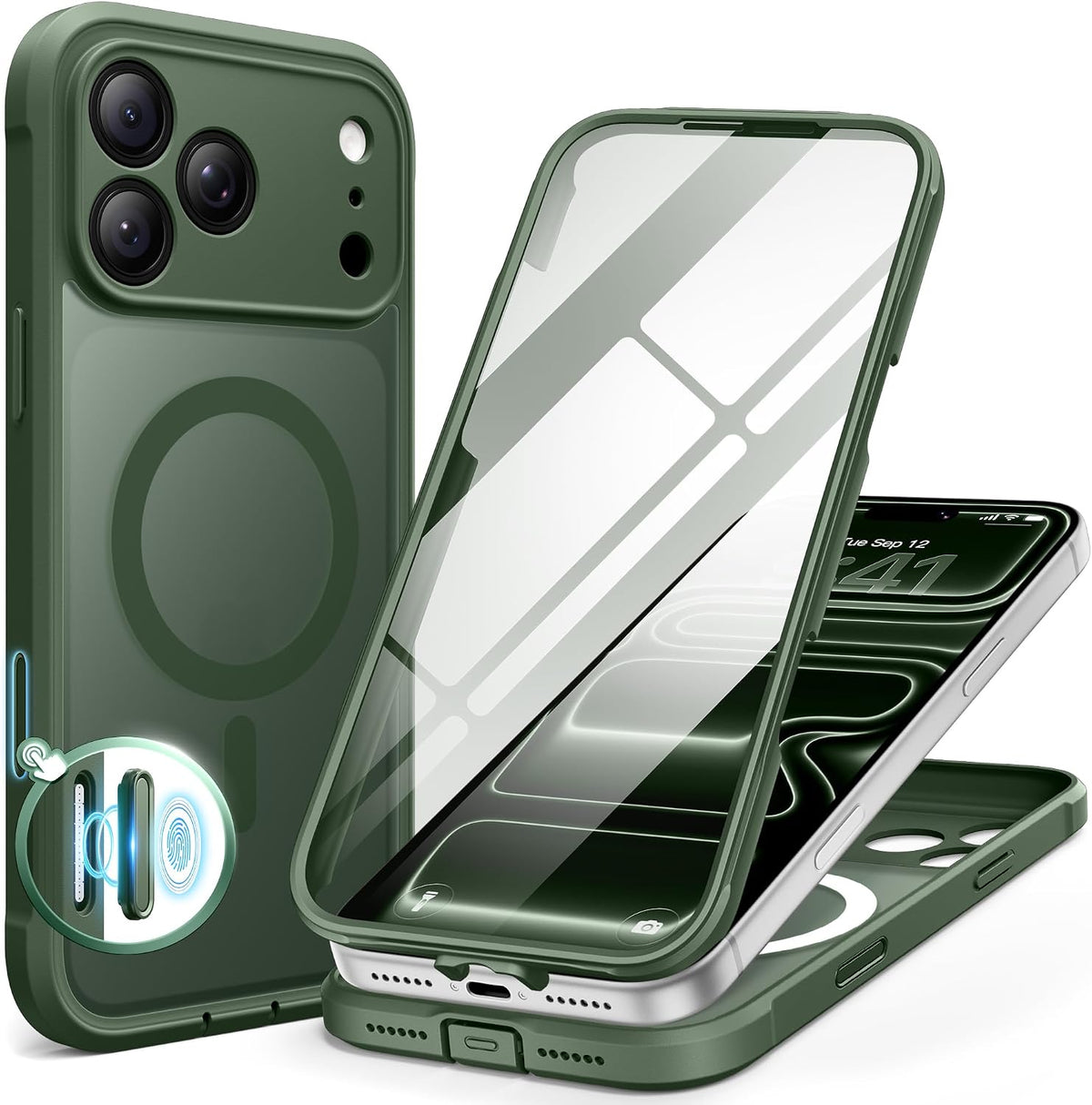 BERFY for iPhone 17 Pro Case, Compatible with MagSafe, Midnight Green